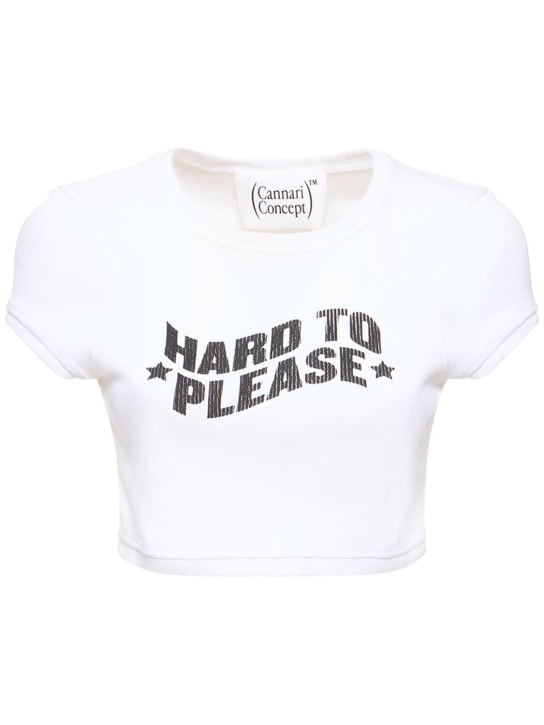 Cannari Concept: T-shirt court en coton côtelé Sutton - Blanc Vif - women_0 | Luisa Via Roma