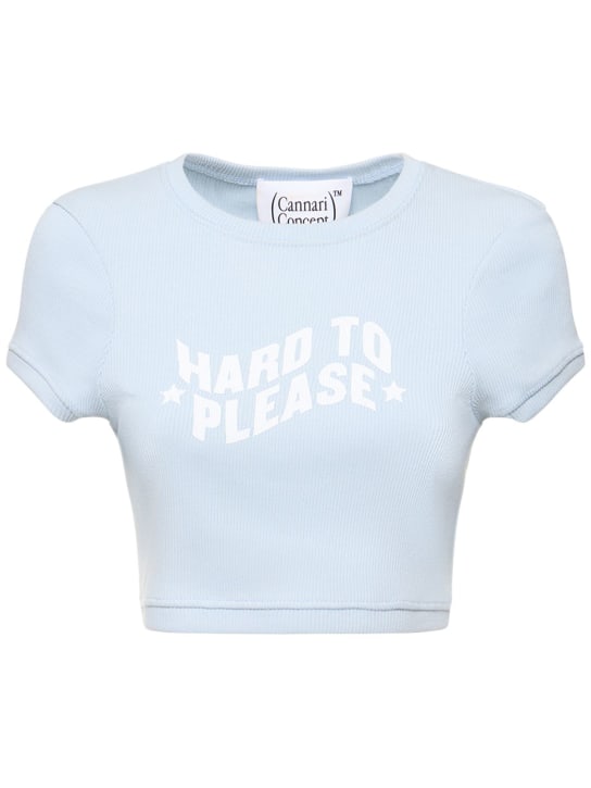 Cannari Concept: T-shirt court en coton côtelé Sutton - Cashmere Blue - women_0 | Luisa Via Roma