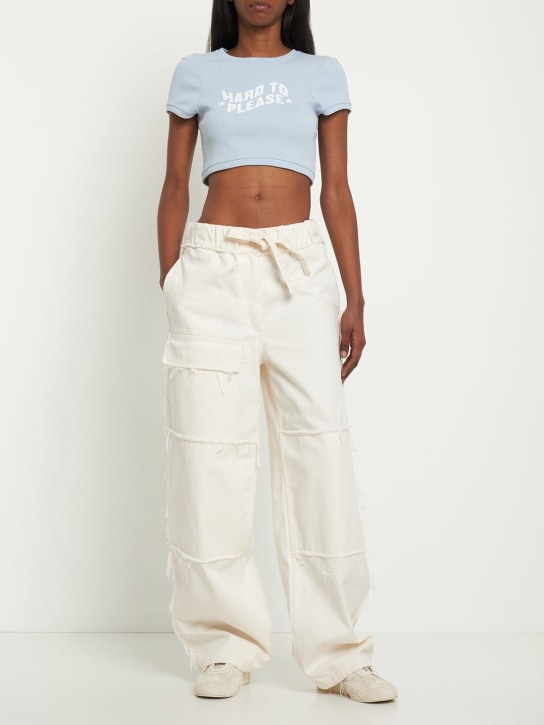 Cannari Concept: Camiseta corta de algodón acanalado - Cashmere Blue - women_1 | Luisa Via Roma