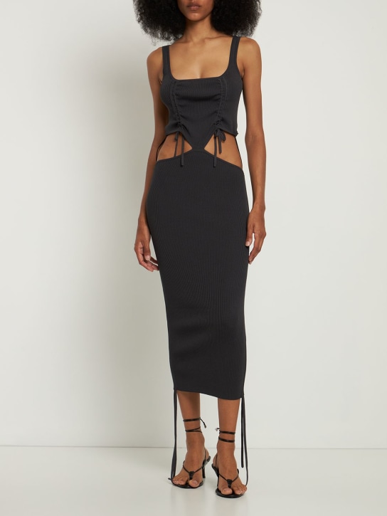 Cannari Concept: Langes Kleid aus Viskosestrick „Sigga“ - Schwarz - women_1 | Luisa Via Roma