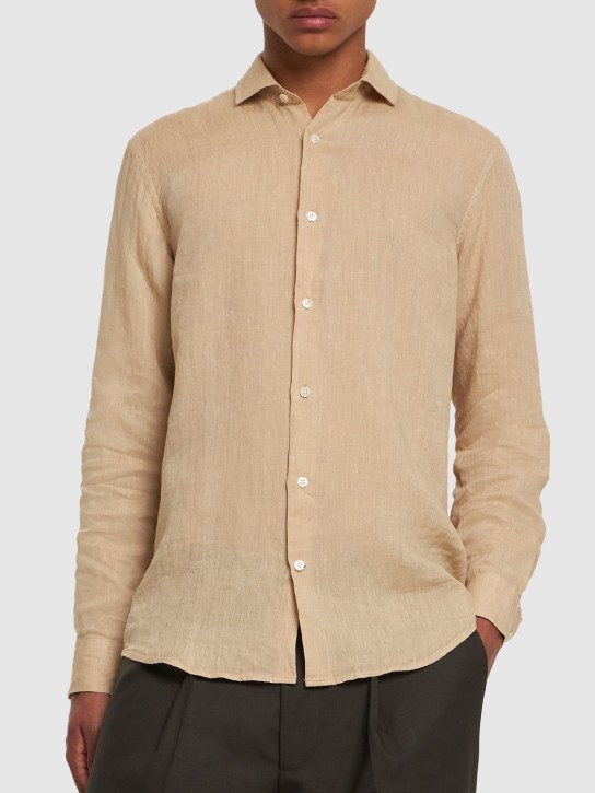 Frescobol Carioca: Antonio linen shirt - Sand - men_2 | Luisa Via Roma