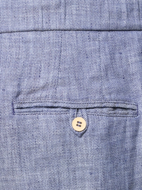 Frescobol Carioca: Pantalon chino en lin et coton Oscar - Bleu - men_1 | Luisa Via Roma
