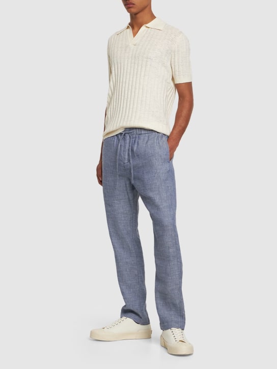 FRESCOBOL CARIOCA: Oscar linen & cotton chino pants - Mavi - men_1 | Luisa Via Roma