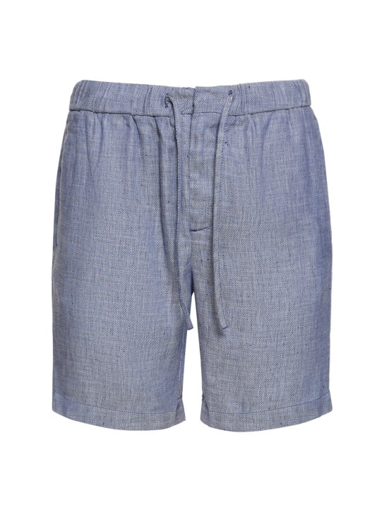 Frescobol Carioca: Felipe linen & cotton shorts - Blue - men_0 | Luisa Via Roma