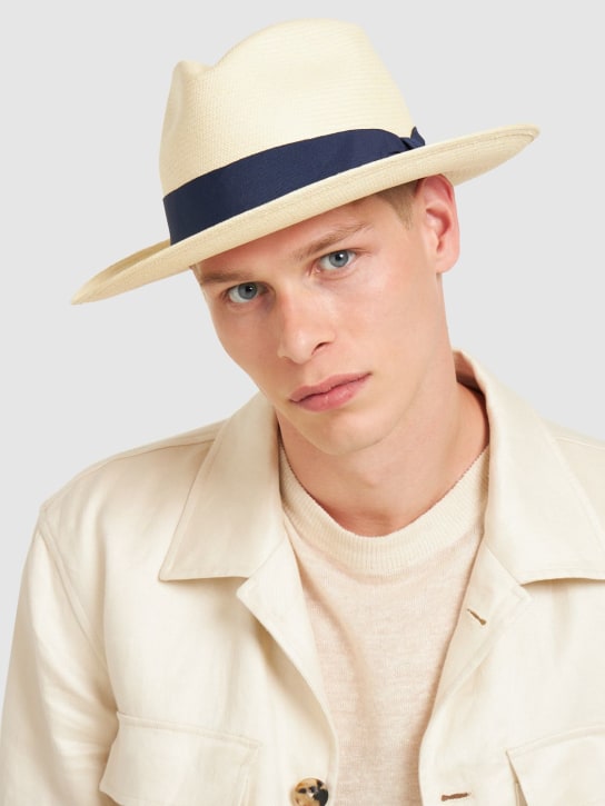 FRESCOBOL CARIOCA: Ecuadorian Panama straw hat - White/Navy - men_1 | Luisa Via Roma