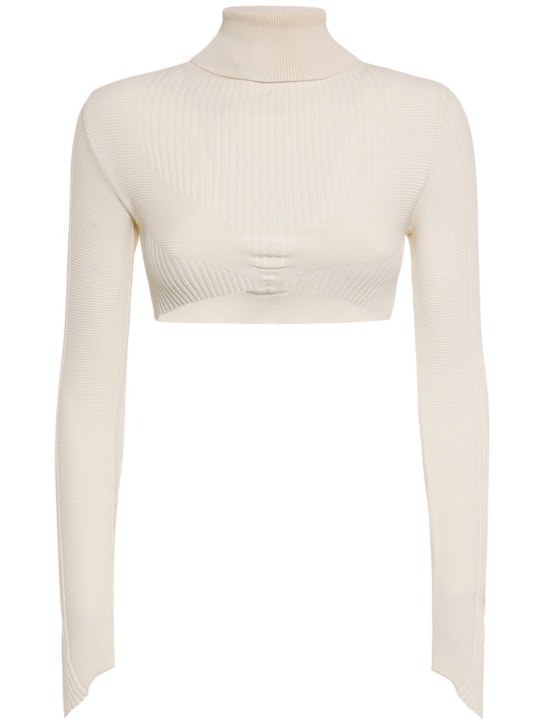 Alessandro Vigilante: Top corto de viscosa con manga larga - Blanco - women_0 | Luisa Via Roma