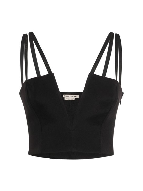Alessandro Vigilante: Crop-Top aus Jersey - Schwarz - women_0 | Luisa Via Roma