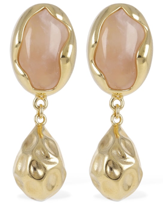 Chloé: Sybil quartz pendant earrings - Pink/Gold - women_0 | Luisa Via Roma