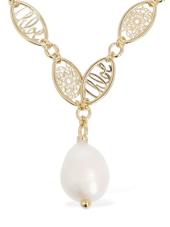 Chloé: Darcey lace pearl necklace - Gold/White - women_1 | Luisa Via Roma
