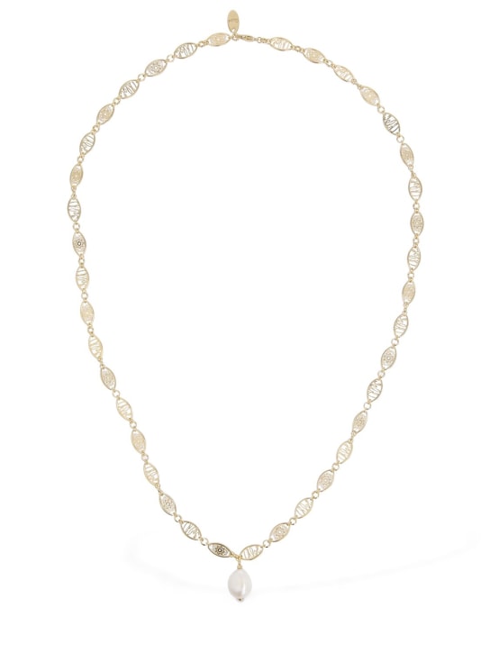 Chloé: Darcey lace pearl necklace - Gold/White - women_0 | Luisa Via Roma