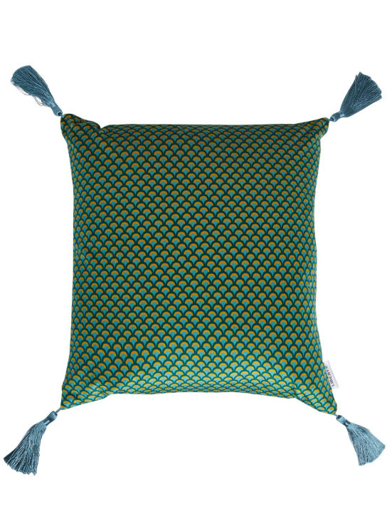Liberty: Peacock Garden velvet cushion - Blue - ecraft_1 | Luisa Via Roma