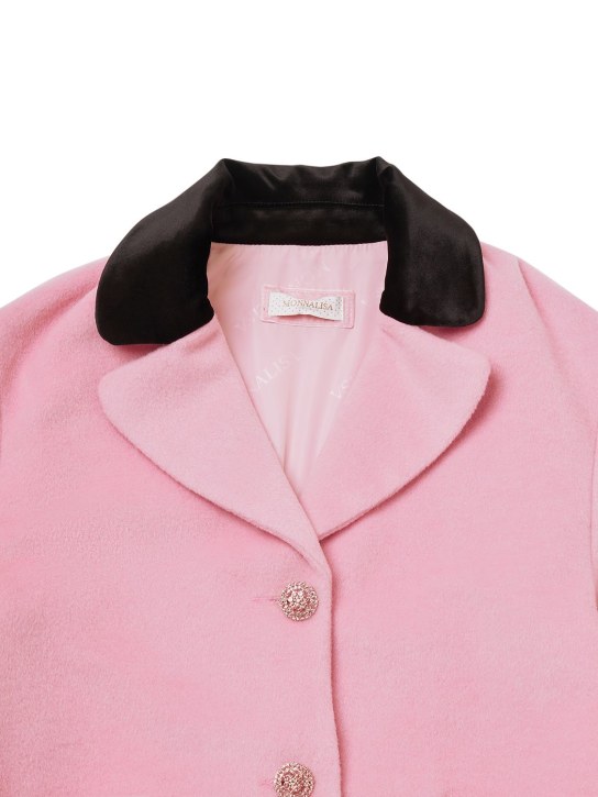Monnalisa: Wool blend coat - Pink - kids-girls_1 | Luisa Via Roma