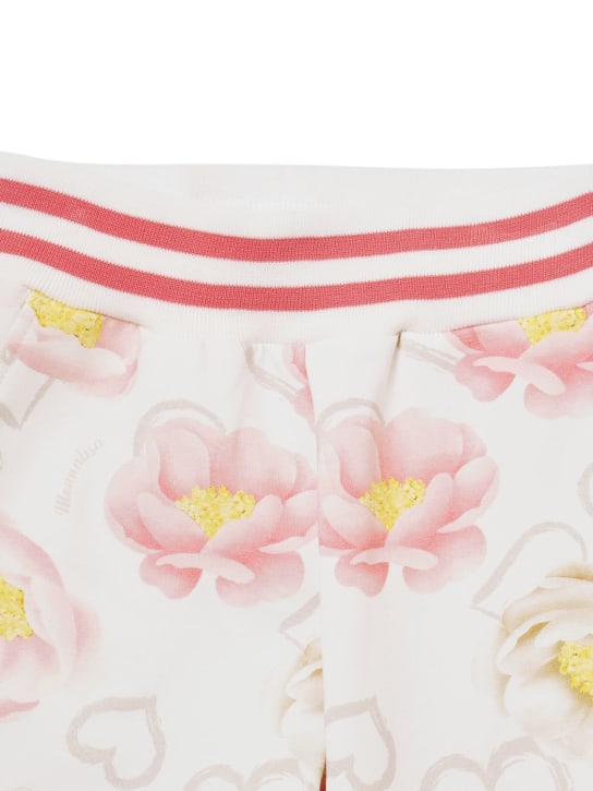 Monnalisa: Flower print cotton sweatpants - Multicolor - kids-girls_1 | Luisa Via Roma