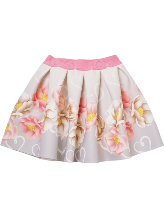 Monnalisa: Flower print neoprene skirt - Multicolor - kids-girls_0 | Luisa Via Roma