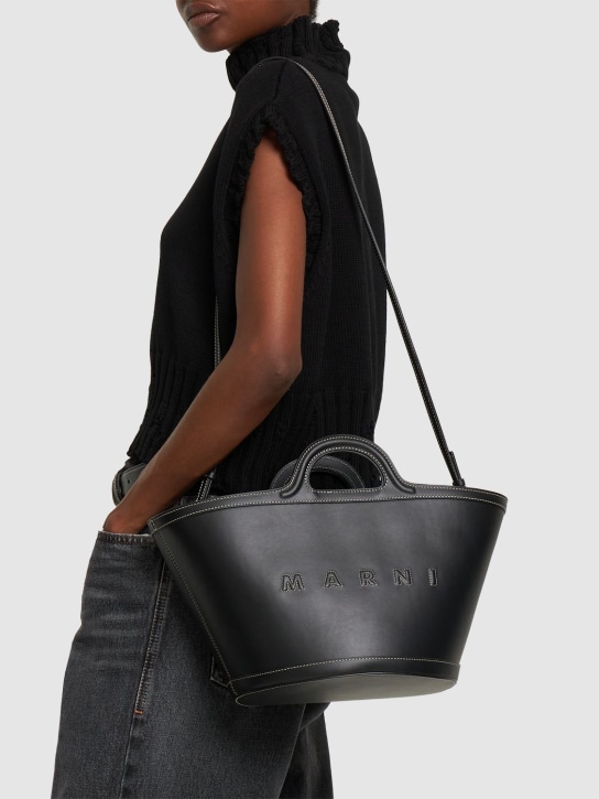 Marni: Petit sac à main en cuir Tropicalia - Noir - women_1 | Luisa Via Roma