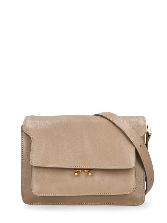 Marni: Medium Trunk soft leather shoulder bag - Cork - women_0 | Luisa Via Roma