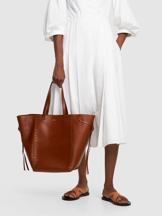 Isabel Marant: Oskan studded leather tote bag - Cognac - women_1 | Luisa Via Roma