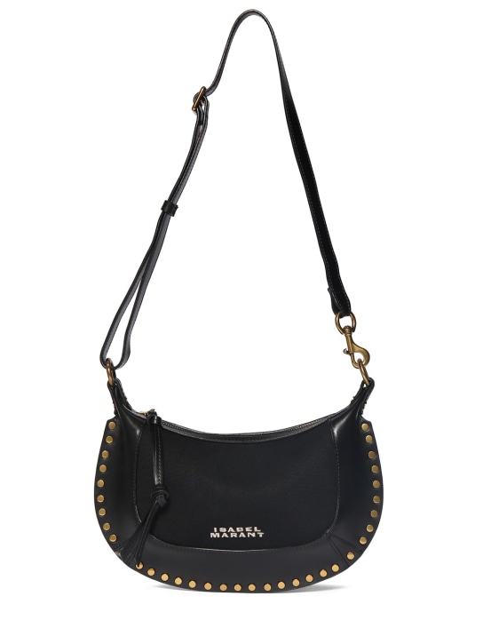 Isabel Marant: Oskan Moon studded leather shoulder bag - Siyah - women_0 | Luisa Via Roma