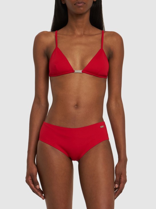 Ferragamo: Set bikini a triangolo in jersey - Rosso - women_1 | Luisa Via Roma