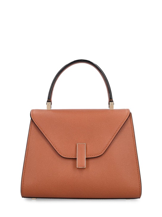 Valextra: Mini Iside grained leather bag - Altın Rengi - women_0 | Luisa Via Roma