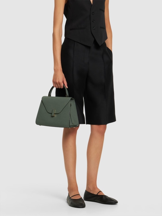 Valextra: Medium Iside soft grained leather bag - Muschio - women_1 | Luisa Via Roma