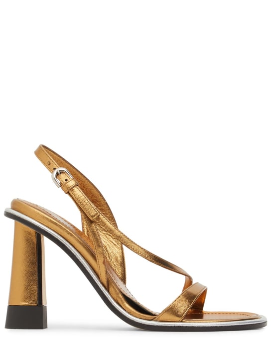 Etro: 100毫米金属色皮革凉鞋 - 金色 - women_0 | Luisa Via Roma