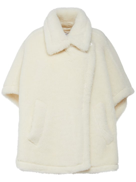 Max Mara: Capa de teddy de alpaca y lana - White - women_0 | Luisa Via Roma
