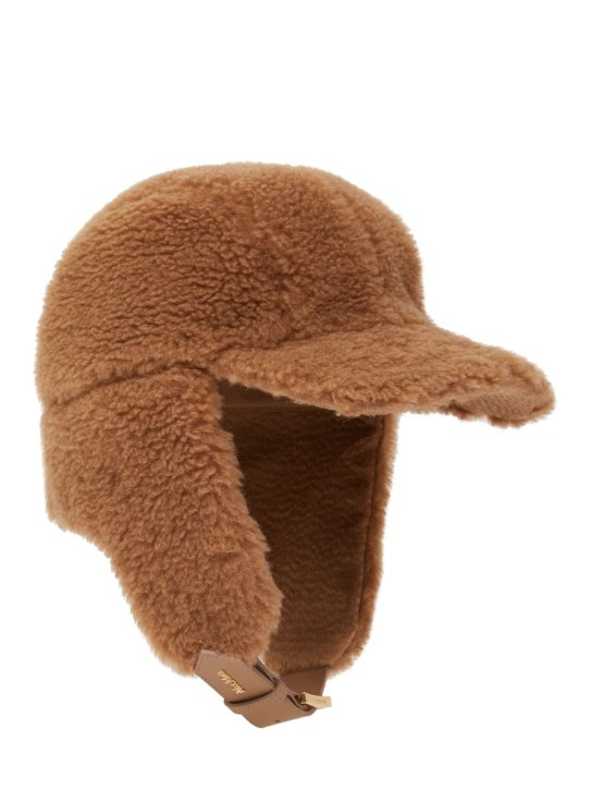 Max Mara: Piroga3 camel & silk teddy hat - women_1 | Luisa Via Roma