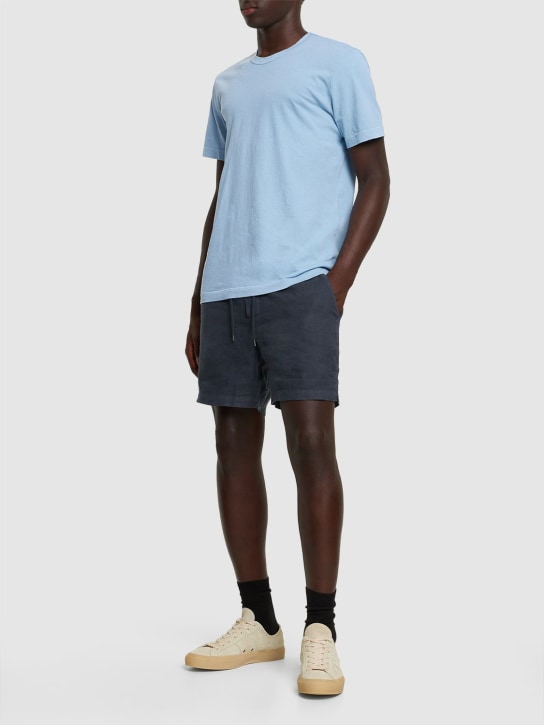James Perse: Lightweight linen shorts - Blue - men_1 | Luisa Via Roma