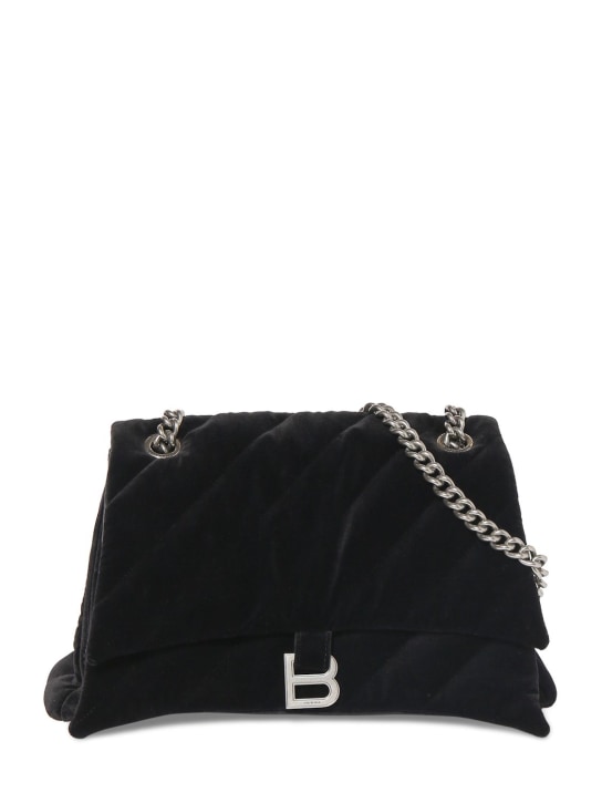 Balenciaga: Small Crush quilted viscose blend bag - Black - women_0 | Luisa Via Roma