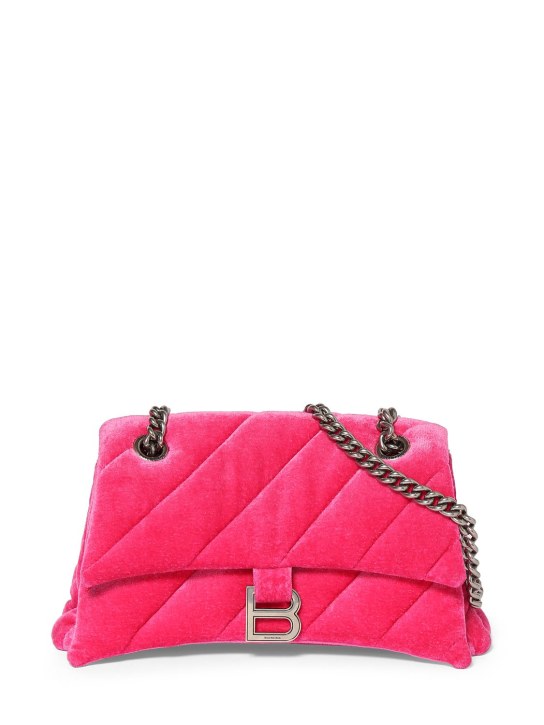 Balenciaga: Small Crush quilted viscose blend bag - Bright Pink - women_0 | Luisa Via Roma