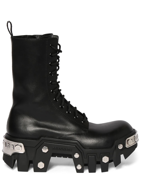 Balenciaga: 80mm Bulldozer leather boots - Siyah - women_0 | Luisa Via Roma