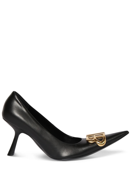 Balenciaga: 90毫米Flex BB皮革高跟鞋 - 黑色 - women_0 | Luisa Via Roma