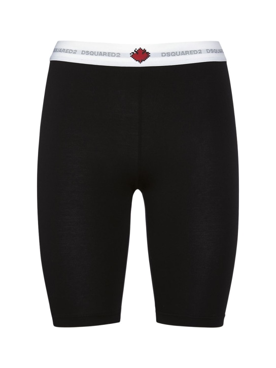 Dsquared2: Logo cotton jersey bike shorts - Black - women_0 | Luisa Via Roma