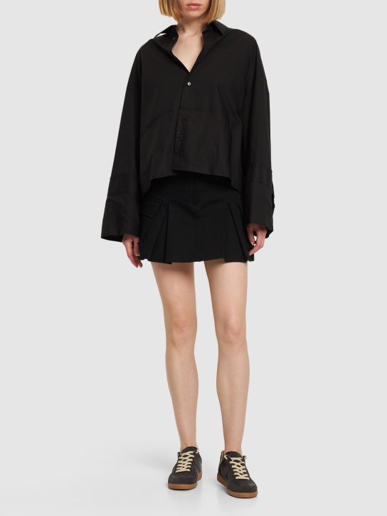 MM6 Maison Margiela: 코튼 포플린 크롭 셔츠 - 블랙 - women_1 | Luisa Via Roma