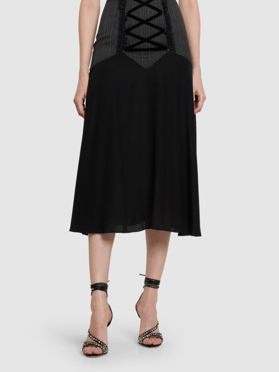 Alessandra Rich: 100毫米粘胶纤维&真丝绸缎凉鞋 - 黑色 - women_1 | Luisa Via Roma