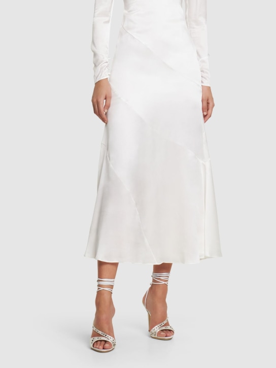 Alessandra Rich: 100毫米粘胶纤维&真丝绸缎凉鞋 - 白色 - women_1 | Luisa Via Roma