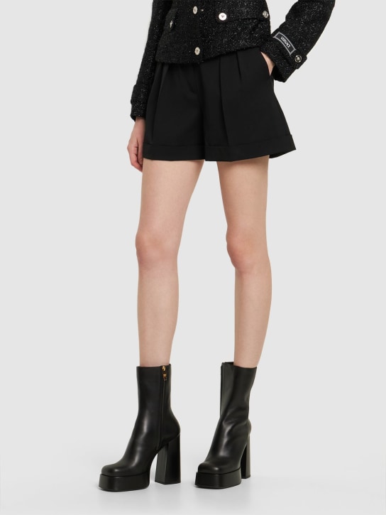 Versace: 120mm Leather boots - Siyah - women_1 | Luisa Via Roma