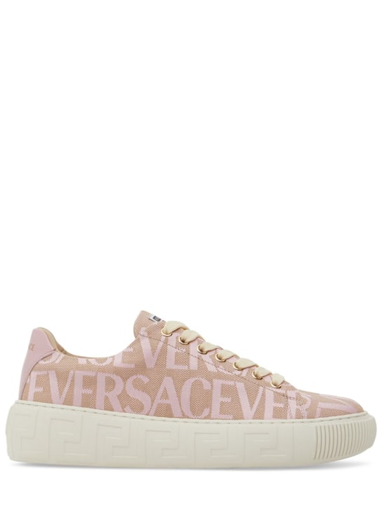 Versace: Sneakers de lona y algodón - Rosa - women_0 | Luisa Via Roma