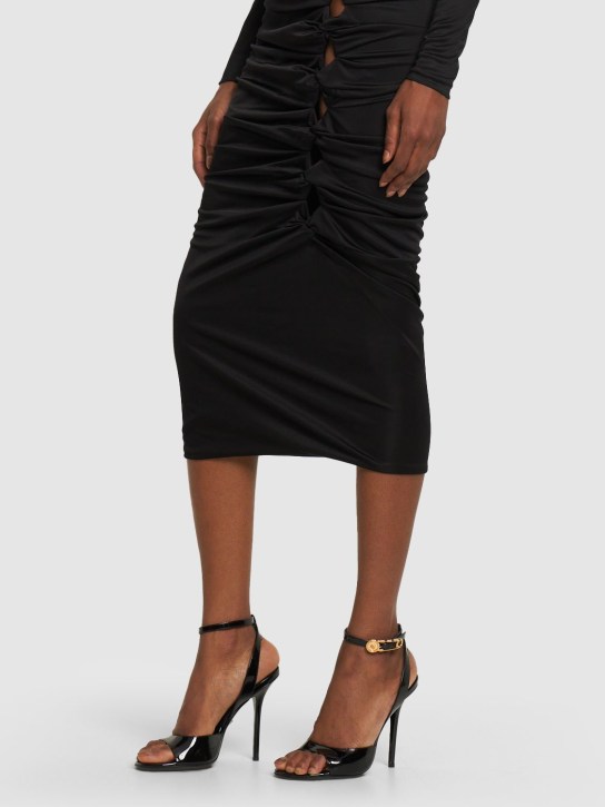 Versace: 105mm Leather sandals - Black - women_1 | Luisa Via Roma