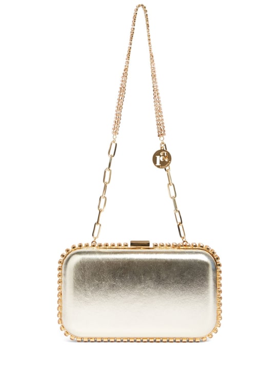 Gold leather hot sale clutch bag