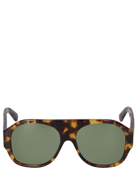 Stella McCartney: Logo chunky aviator acetate sunglasses - women_0 | Luisa Via Roma