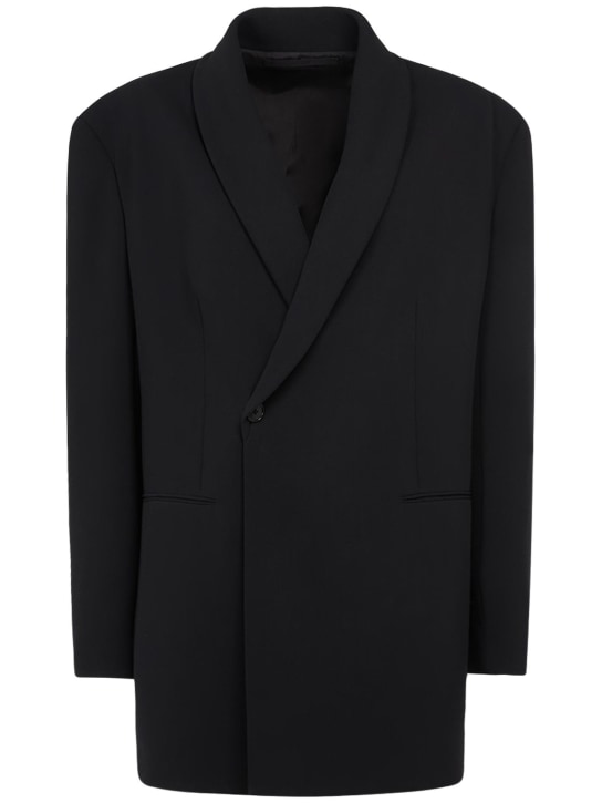 The Row: Diomede wool blend shawl collar jacket - Siyah - women_0 | Luisa Via Roma