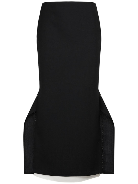 The Row: Patillon asymmetric wool midi skirt - Black - women_0 | Luisa Via Roma