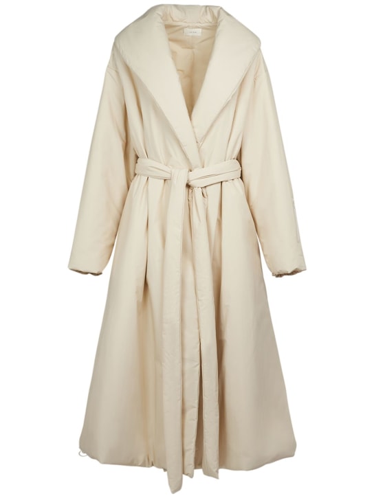 The Row: Francine long belted down jacket - Ivory - women_0 | Luisa Via Roma