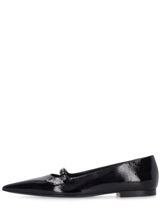Victoria Beckham: 5毫米金属色皮革平底鞋 - 黑色 - women_0 | Luisa Via Roma