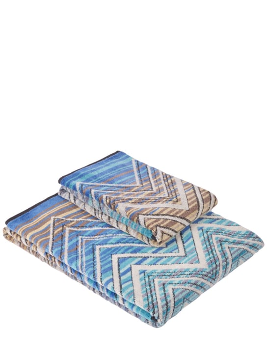 Missoni Home: Set of 2 Tolomeo towels - Blue - ecraft_0 | Luisa Via Roma