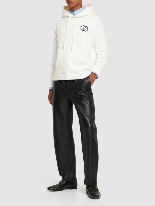Gucci: GG felted cotton hoodie - Sunlight - men_1 | Luisa Via Roma