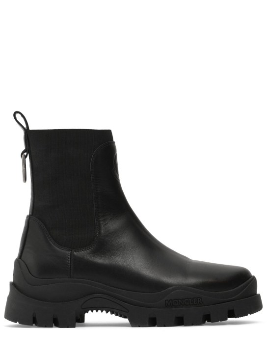 Moncler: 50mm Larue Chelsea leather ankle boots - Siyah - women_0 | Luisa Via Roma