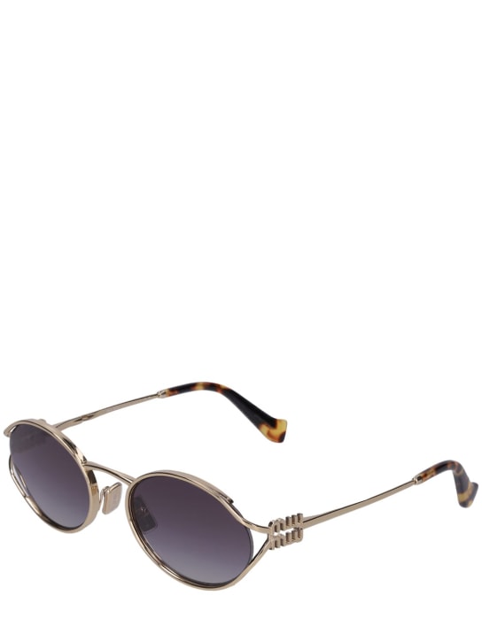 Miu Miu: Oval metal sunglasses - Gold/Grey - women_1 | Luisa Via Roma